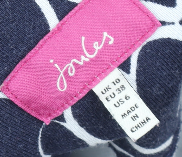 Joules Women's Blue Heart Print Cotton Pullover Jumper UK 10