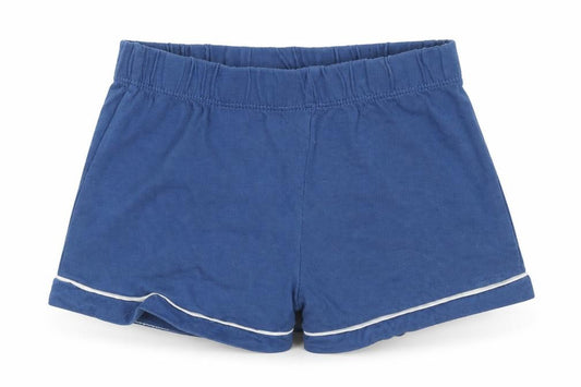 Front view of Chelsea FC unisex baby blue cotton shorts 9-12 months elastic waist