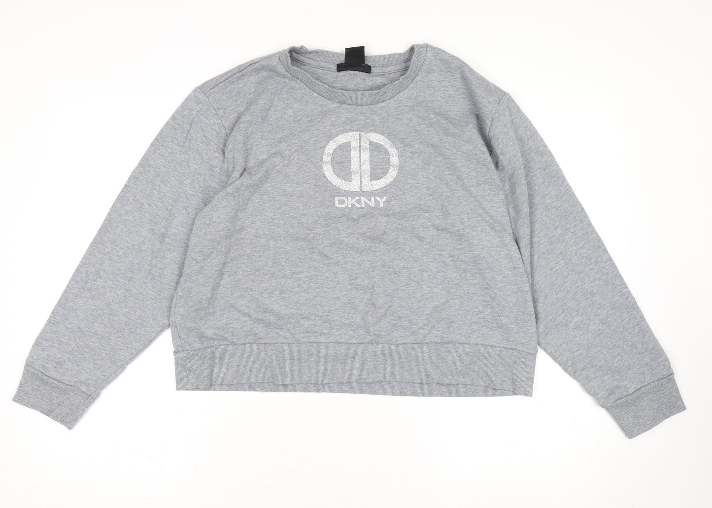 DKNY Women’s Grey Crew Neck Logo Pullover Jumper Size 14