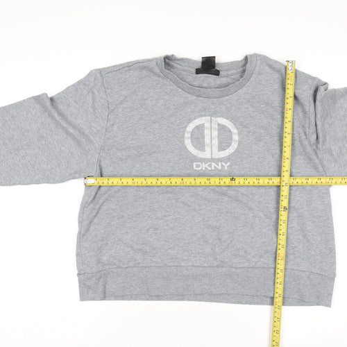 DKNY Women’s Grey Crew Neck Logo Pullover Jumper Size 14