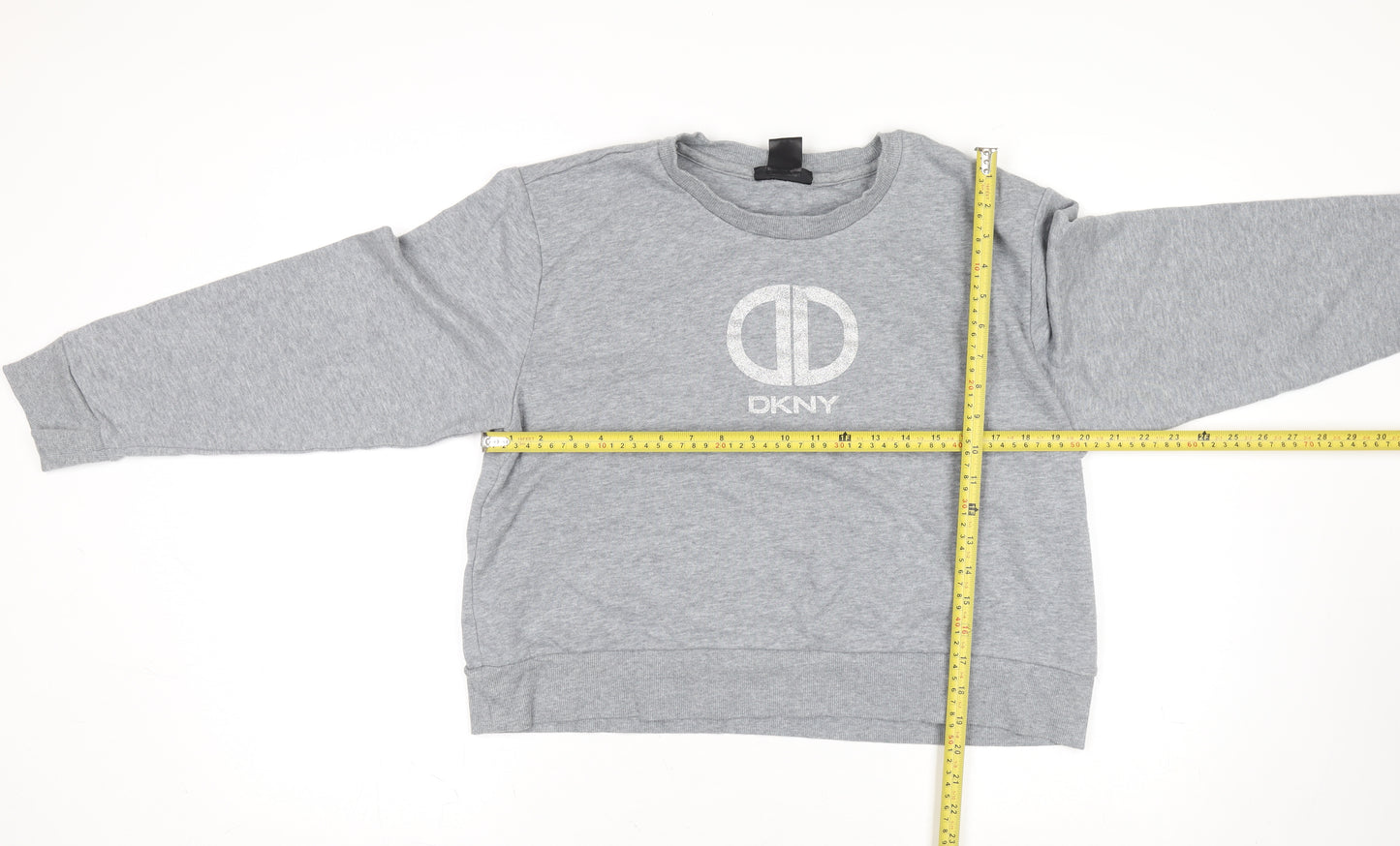 DKNY Women’s Grey Crew Neck Logo Pullover Jumper Size 14