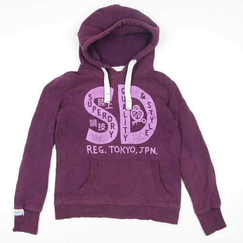 Superdry Womens Purple Hoodie Jumper L Cotton Blend Casual