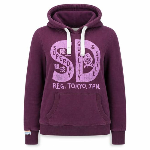 Superdry Womens Purple Hoodie Jumper L Cotton Blend Casual
