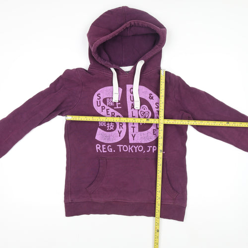 Superdry Womens Purple Hoodie Jumper L Cotton Blend Casual