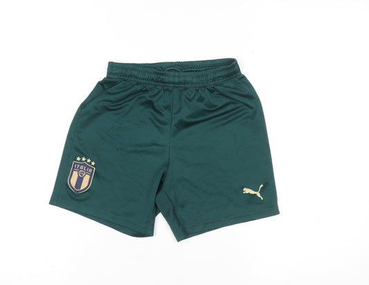 Puma Boys Green Italy Football Shorts 11-12 Years Athletic Fit