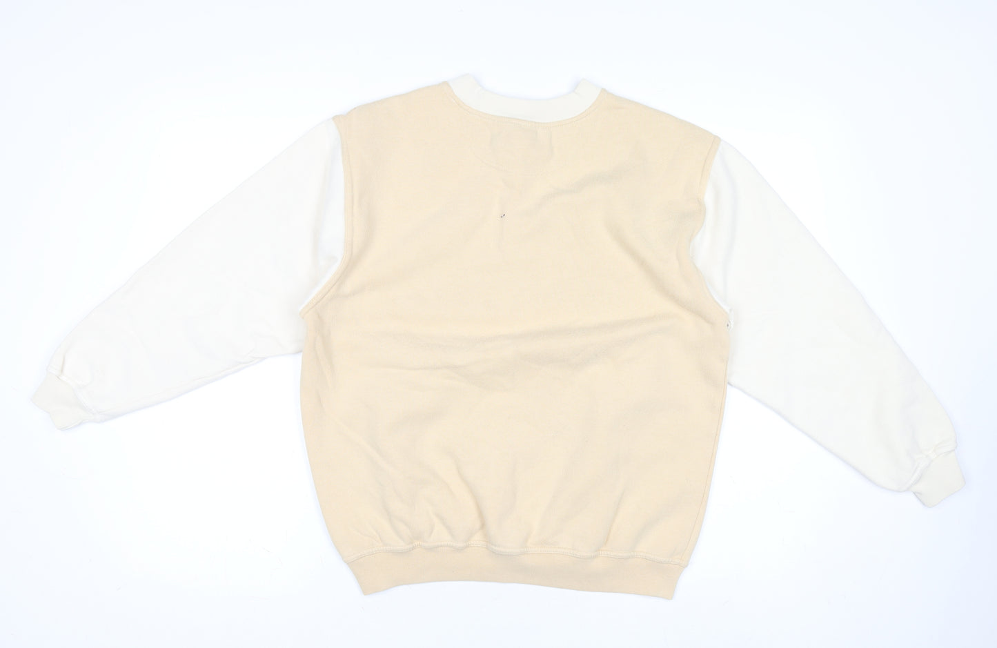 Paco Women Beige & Ivory Pullover Sweatshirt S/M Embroidered Logo Cotton Blend