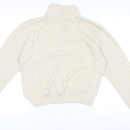 NA-KD Women Beige Half Zip Ribbed Sweatshirt Size S