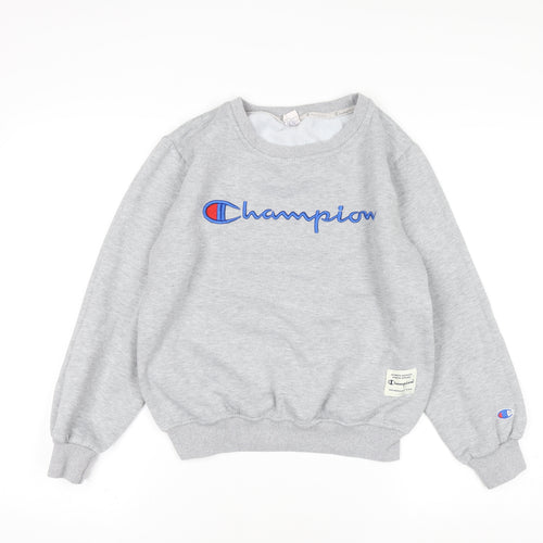 Champion Women Grey Medium Pullover Sweatshirt Logo Crew Neck