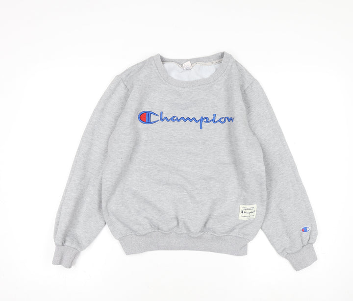 Champion Women Grey Medium Pullover Sweatshirt Logo Crew Neck