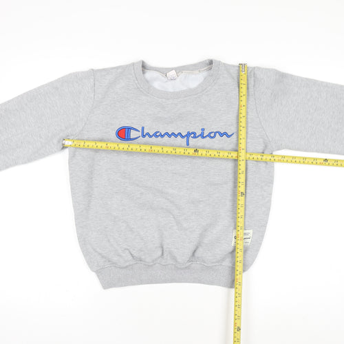Champion Women Grey Medium Pullover Sweatshirt Logo Crew Neck