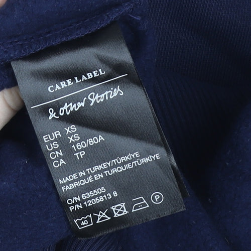 & Other Stories Women Navy Blue XS Crew Neck Pullover Sweatshirt