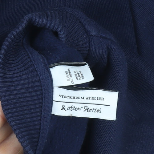 & Other Stories Women Navy Blue XS Crew Neck Pullover Sweatshirt