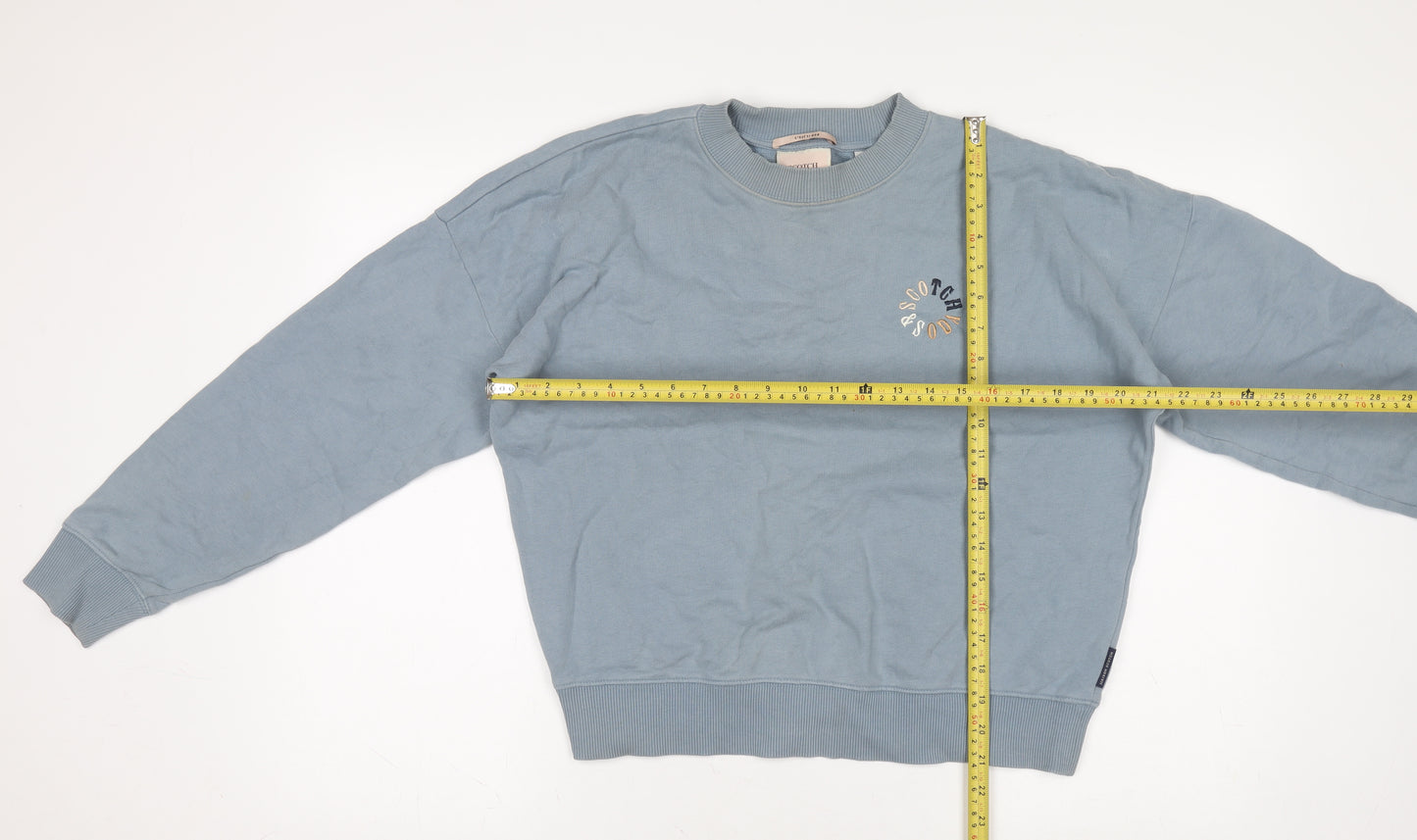 Scotch & Soda Women’s Blue Cotton Crew Neck Pullover Jumper M