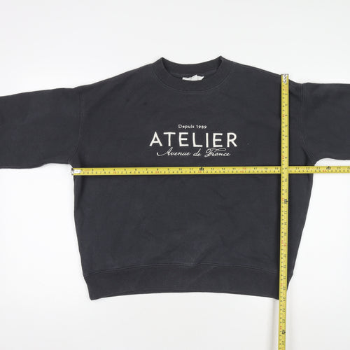 H&M Women's Black Cotton Blend Pullover Sweatshirt XS