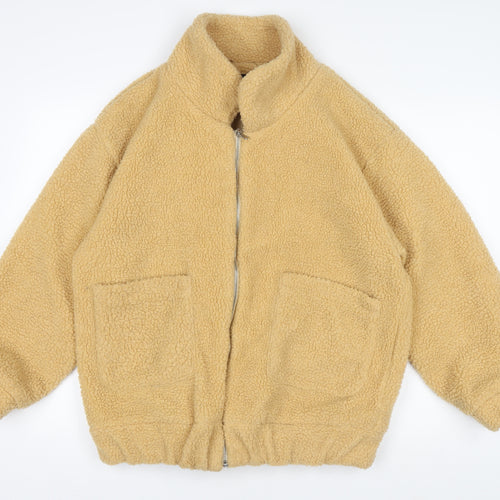 Zaful Womens Beige Full Zip Fleece Sweatshirt UK 8 S Cozy Warm Jacket