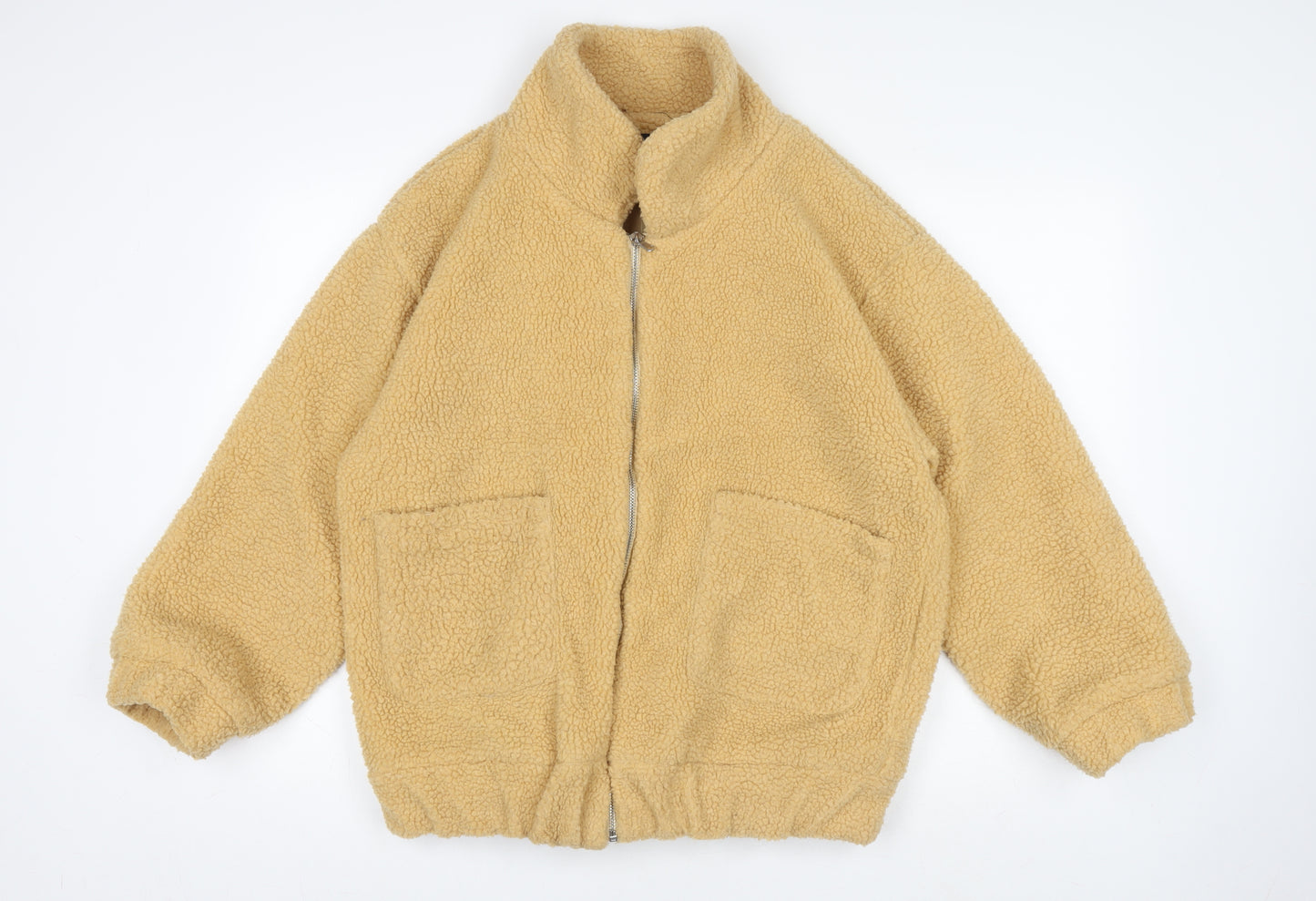 Zaful Womens Beige Full Zip Fleece Sweatshirt UK 8 S Cozy Warm Jacket