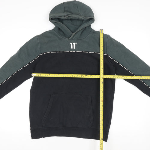 Eleven Degrees Boys Black Green Pullover Hoodie 13-15 Years Cotton Blend