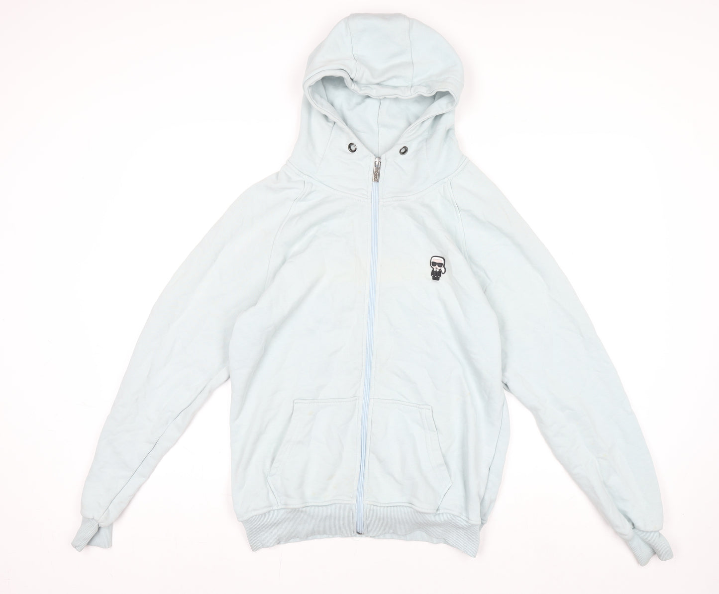 Karl Lagerfeld Women’s Blue Cotton Hooded Full Zip Track Jacket 2XL
