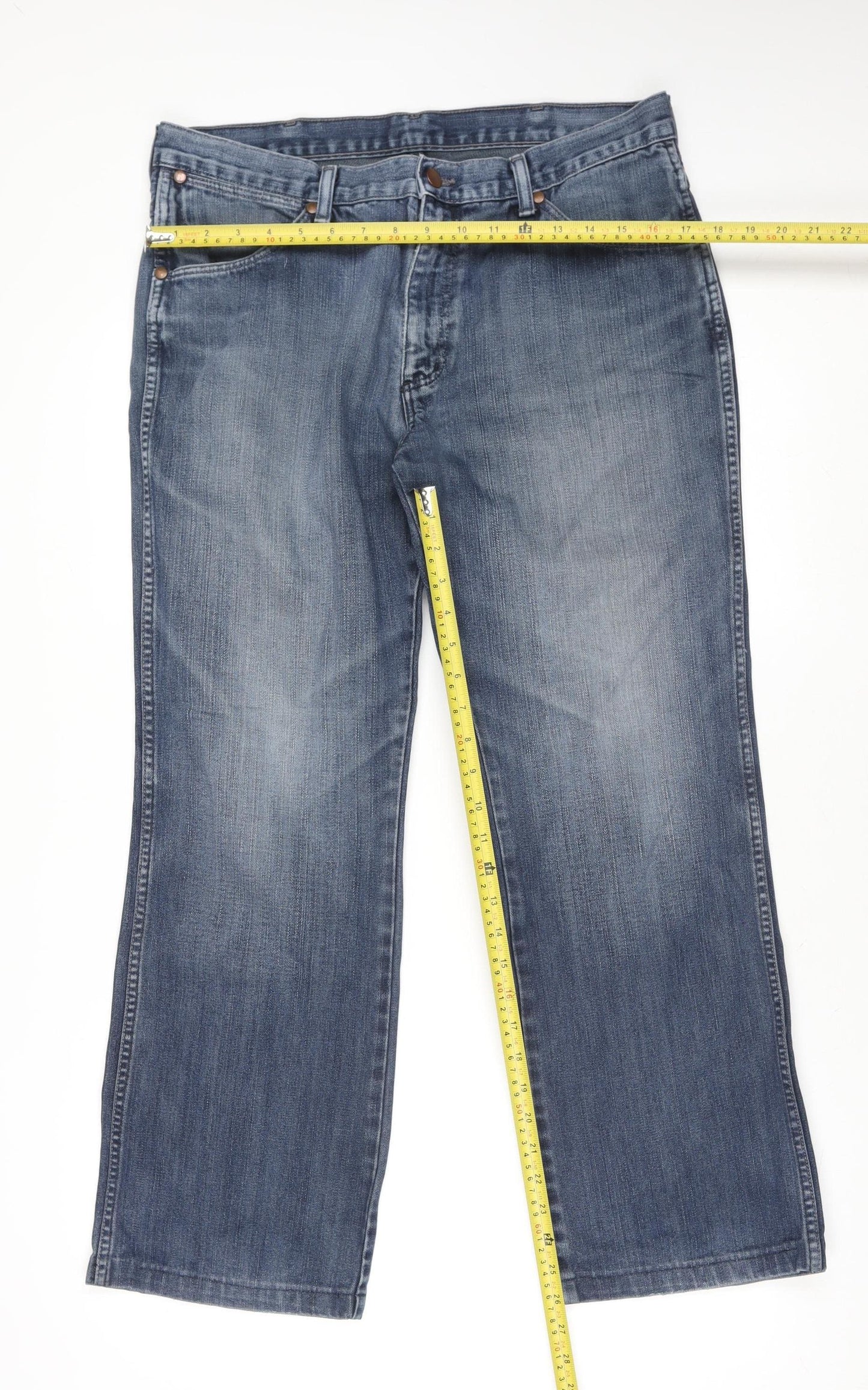 Wrangler Women Blue 16 Straight Leg Mid Rise Denim Jeans