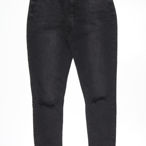 Denim Co. Womens Black Skinny Jeans Size 10 Distressed Stretch