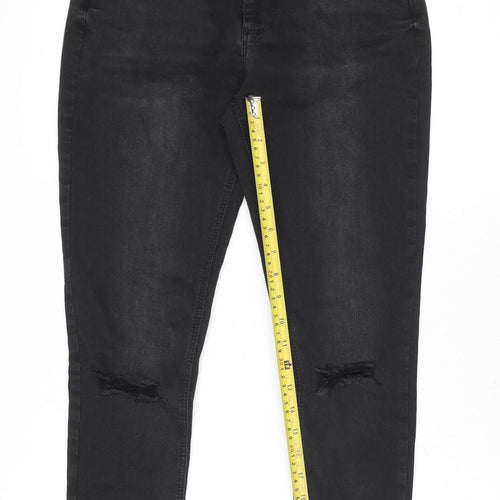 Denim Co. Womens Black Skinny Jeans Size 10 Distressed Stretch