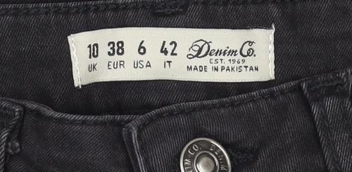 Denim Co. Womens Black Skinny Jeans Size 10 Distressed Stretch