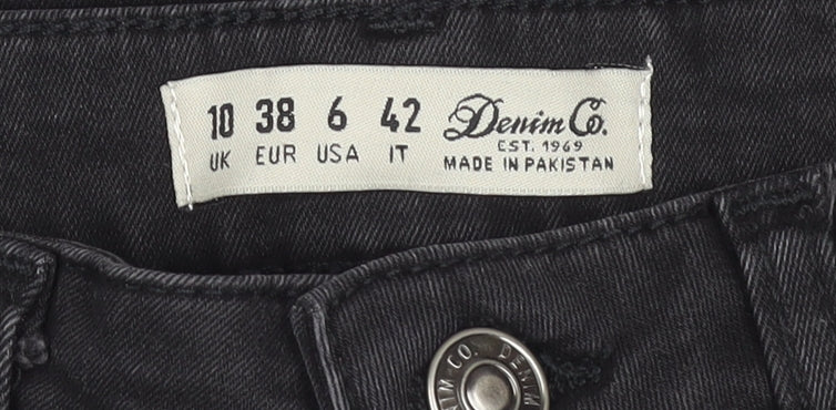 Denim Co. Womens Black Skinny Jeans Size 10 Distressed Stretch