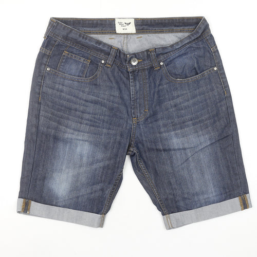 Cedar Wood State Men's Blue Denim Chino Shorts W34 Regular Fit