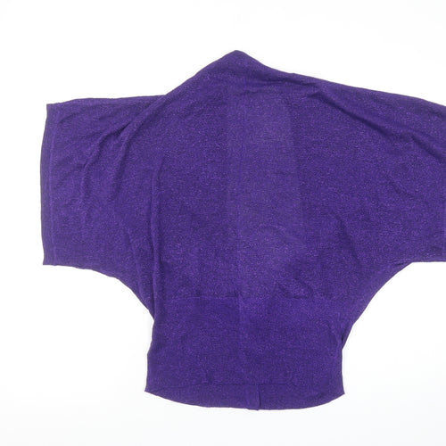 Dunnes Women Purple Metallic V-Neck Short Sleeve Cardigan Size 10-12