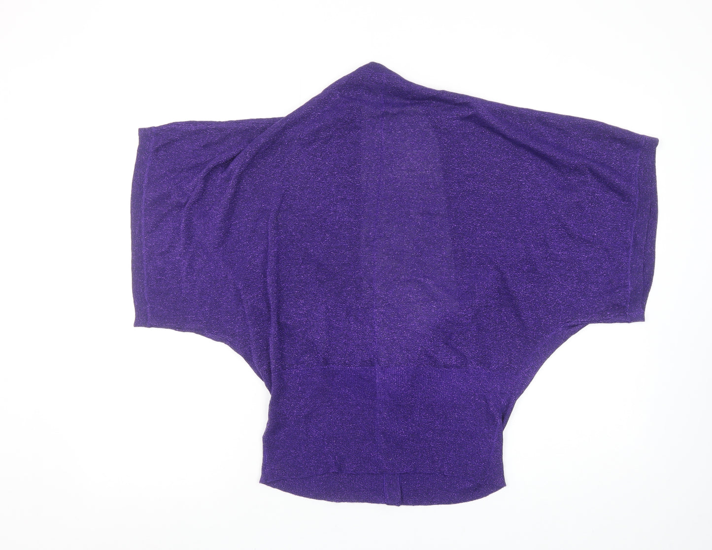 Dunnes Women Purple Metallic V-Neck Short Sleeve Cardigan Size 10-12