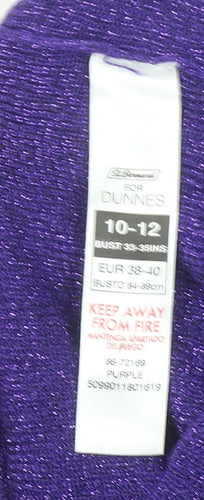 Dunnes Women Purple Metallic V-Neck Short Sleeve Cardigan Size 10-12