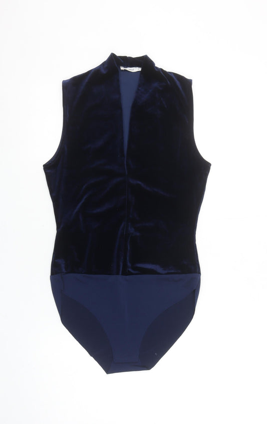 Marks and Spencer Navy Velvet Sleeveless Bodysuit Women's Size 8 Classic Fit