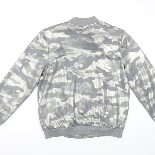 Quiz Womens Grey Camouflage Full Zip Hoodie Size 10 Polyester