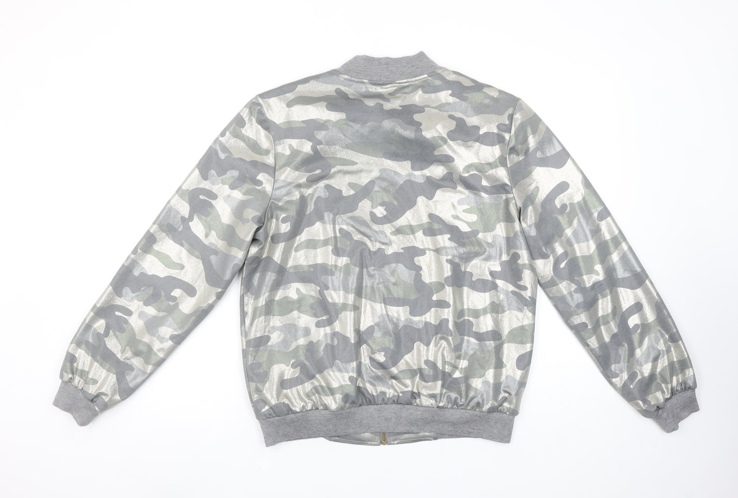 Quiz Womens Grey Camouflage Full Zip Hoodie Size 10 Polyester