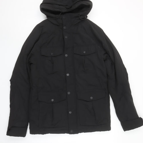 H&M Divided Men's Black XS Parka Jacket Hooded Water Resistant