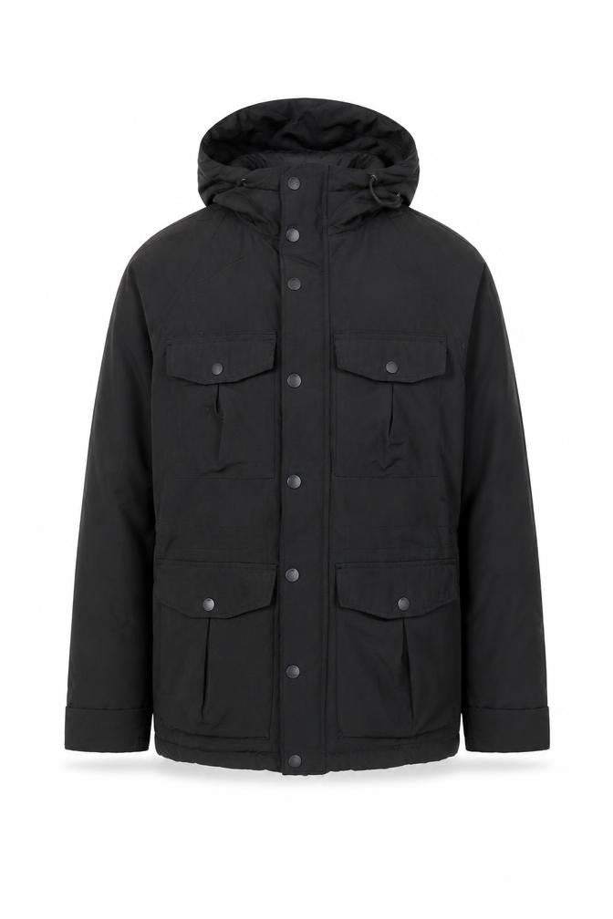 H&M Divided Men's Black XS Parka Jacket Hooded Water Resistant
