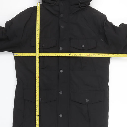 H&M Divided Men's Black XS Parka Jacket Hooded Water Resistant