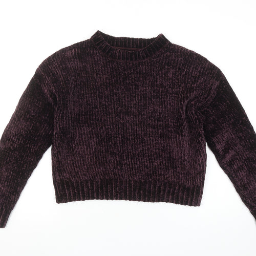New Look Women Purple Velvet Chunky Knit Jumper Size S