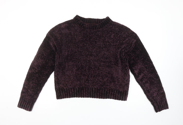 New Look Women Purple Velvet Chunky Knit Jumper Size S