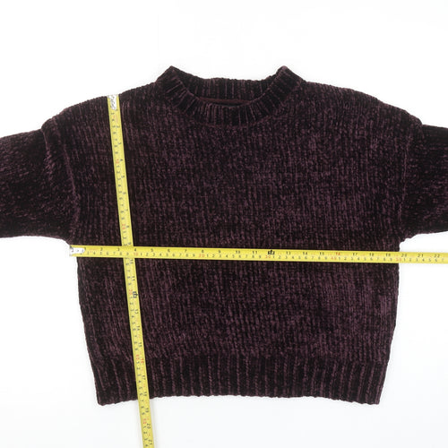 New Look Women Purple Velvet Chunky Knit Jumper Size S