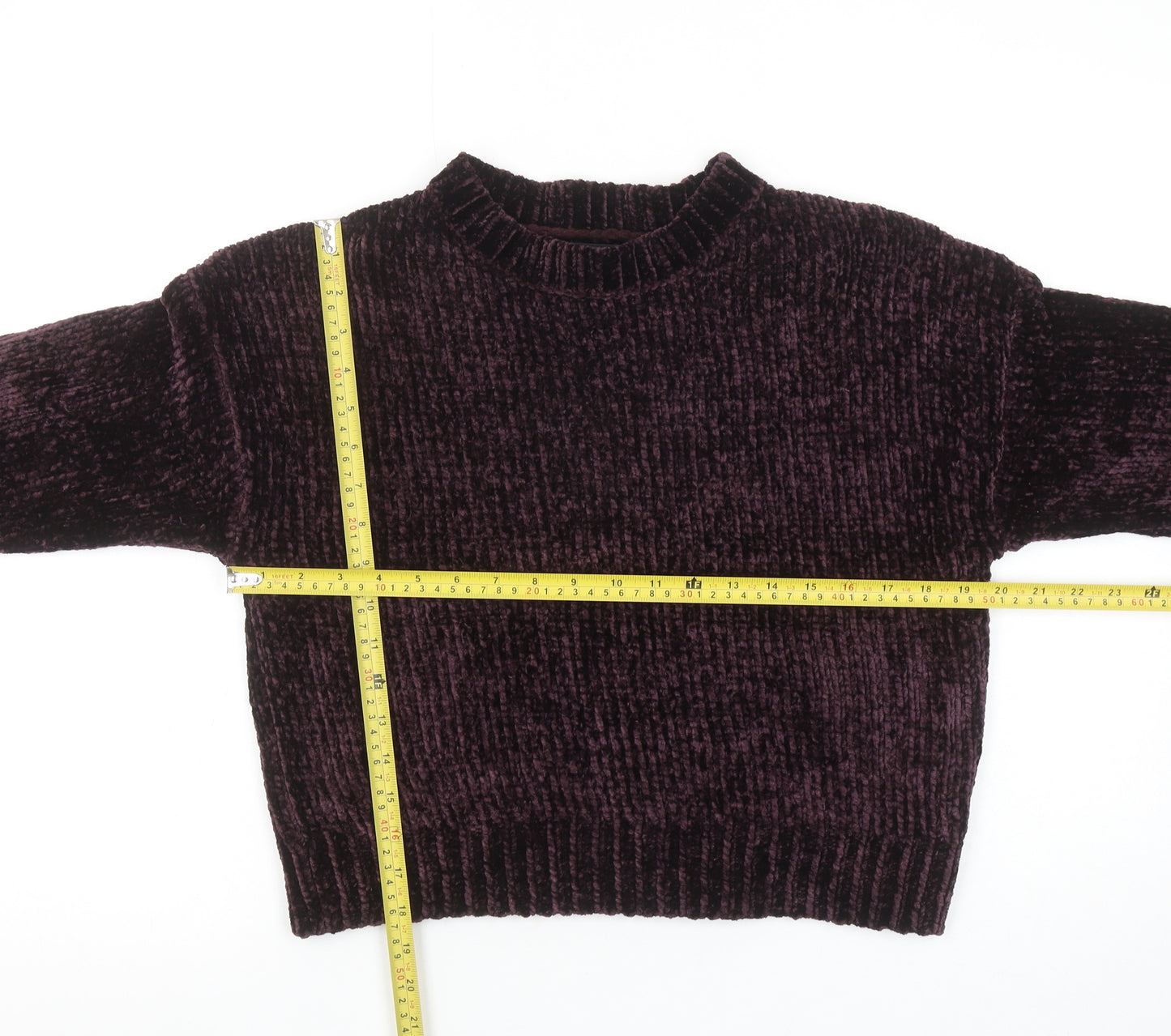 New Look Women Purple Velvet Chunky Knit Jumper Size S