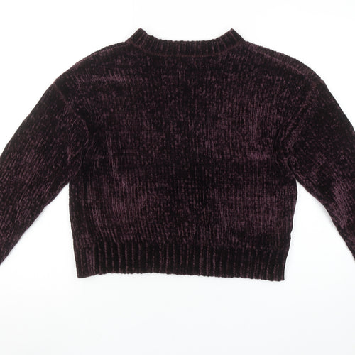 New Look Women Purple Velvet Chunky Knit Jumper Size S