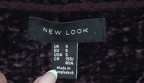 New Look Women Purple Velvet Chunky Knit Jumper Size S