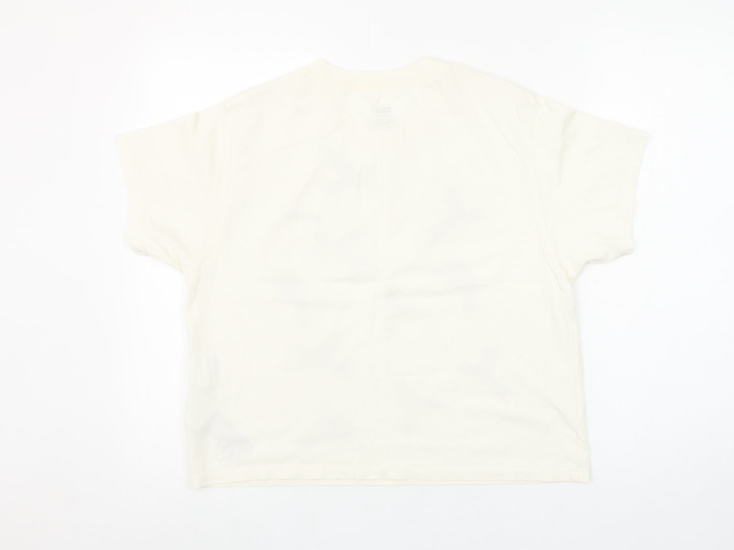 Levi’s Women’s Ivory Short Sleeve Crew Neck T-Shirt XS Hummingbird Print Cotton