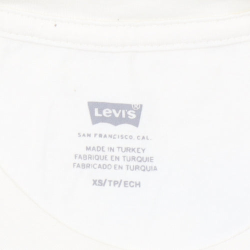 Levi’s Women’s Ivory Short Sleeve Crew Neck T-Shirt XS Hummingbird Print Cotton