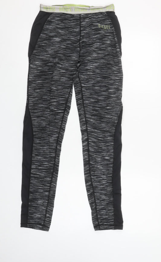 Diesel Women's Black Activewear Leggings Size S Slim Fit Polyester