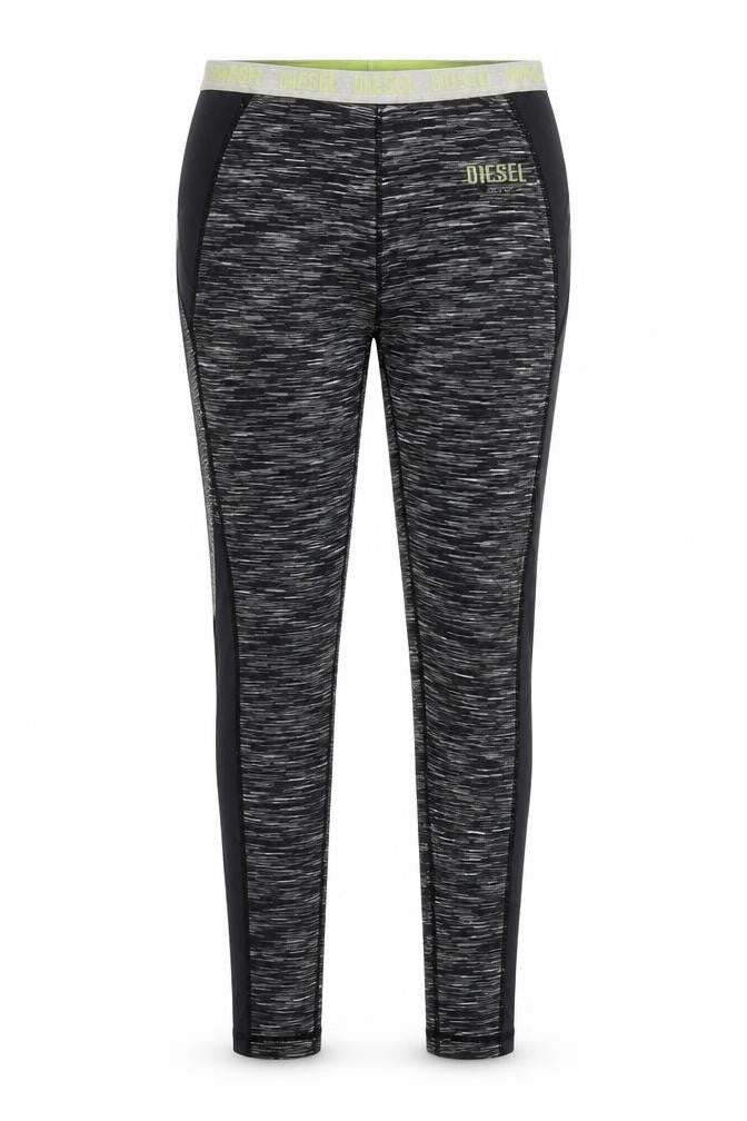 Front view of Diesel Women's Black Activewear Leggings, size S, Slim Fit Polyester