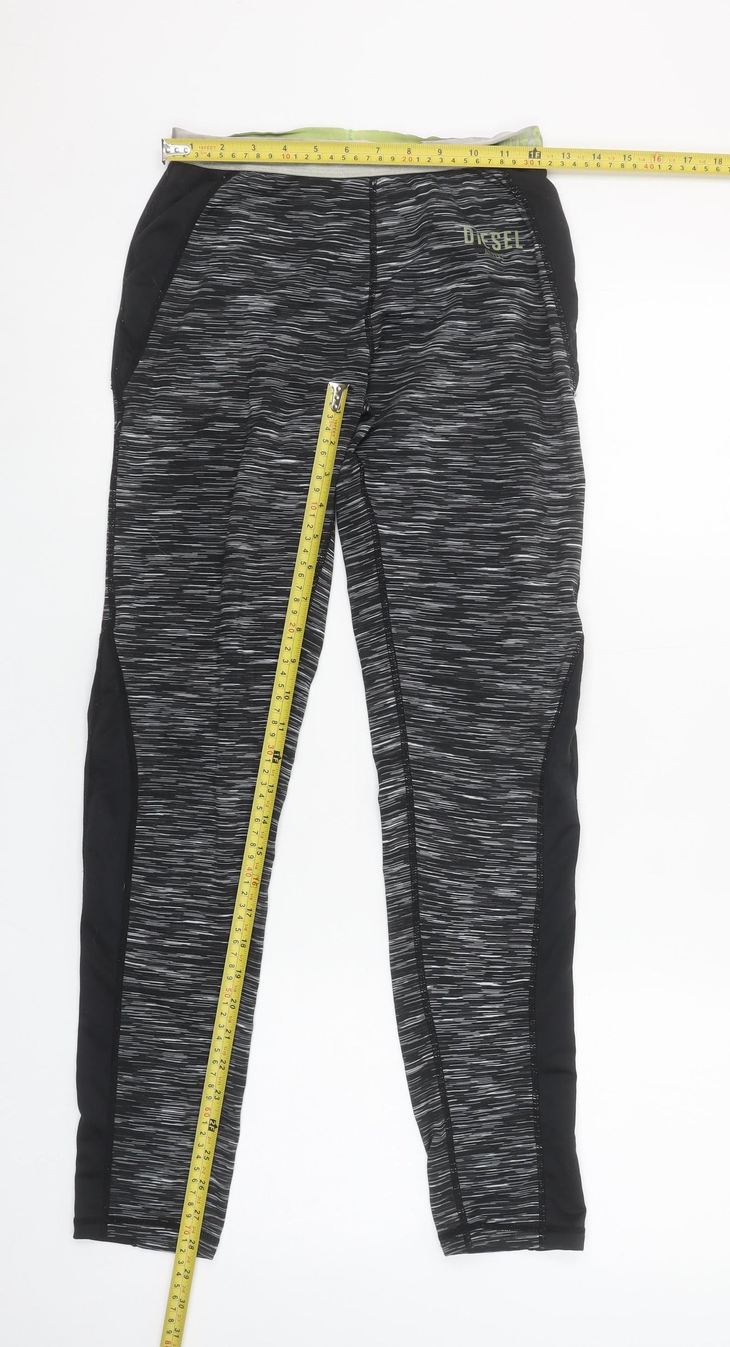 Diesel Women's Black Activewear Leggings Size S Slim Fit Polyester