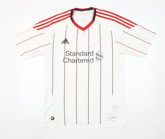 Adidas Men's White Striped Football Jersey T-Shirt Size L