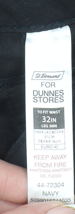 Dunnes Men's Navy Cargo Trousers 32W 30L Cotton Straight Leg